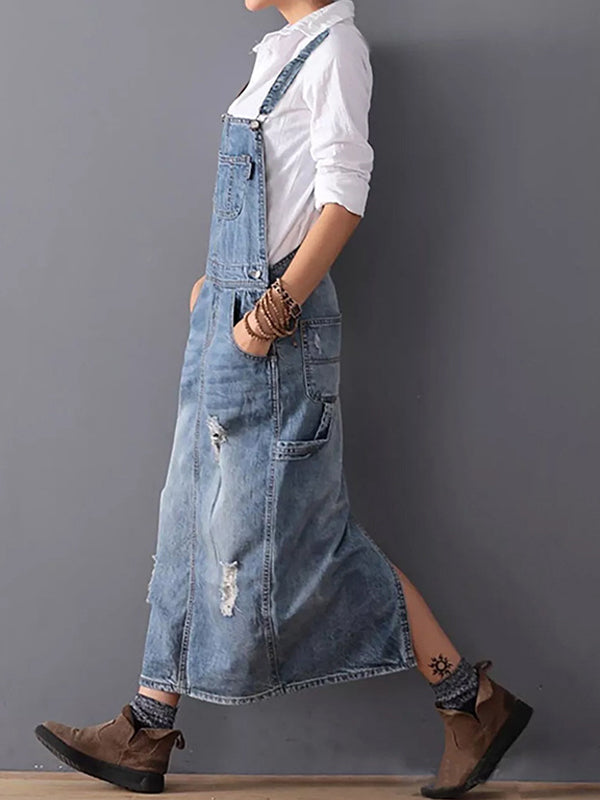 overall dress long Corduroy Teddy Overall Dress Brown / S