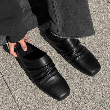 DRAPED LEATHER LOAFERS
